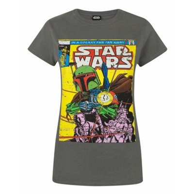 Vanilla Underground Star Wars Womens Grey Boba Fett Short Sleeved T-Shirt (Large) from B&Q