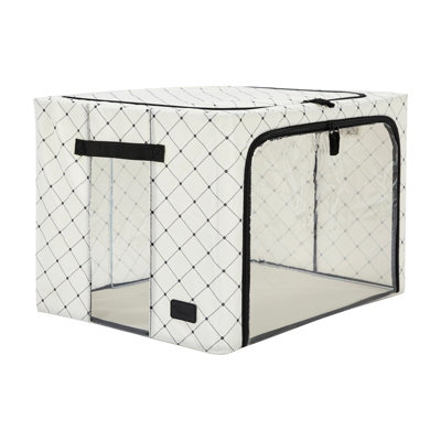 Periea Beau Folding Collapsible Stackable Fabric Home Storage Boxes With Steel FramesBlack DotsLarge from B&Q