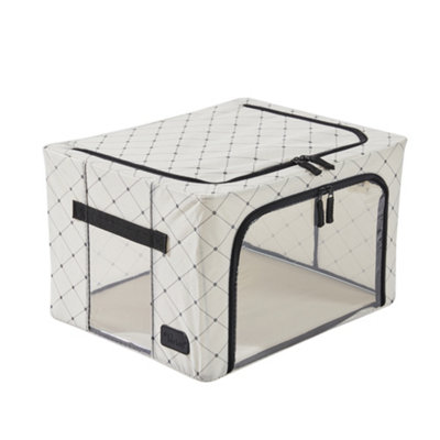 Periea Beau Folding Collapsible Stackable Fabric Home Storage Boxes With Steel FramesBlack DotsSmall from B&Q