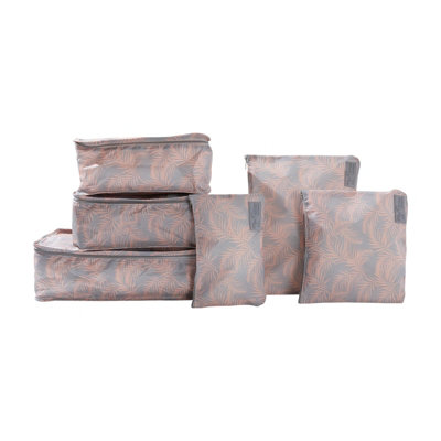 B&Q -  Lucy Travel 6 Piece Packing Cube SetPeach FernLightweight Luggage Organisers For SuitcasesTravel & Holiday Packing