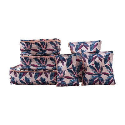 B&Q -  Lucy Travel 6 Piece Packing Cube SetPeach LeavesLightweight Luggage Organisers For SuitcasesTravel & Holiday Packing