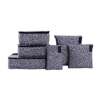 B&Q -  Lucy Travel 6 Piece Packing Cube SetSilver LeopardLightweight Luggage Organisers For SuitcasesTravel& Holiday Packing