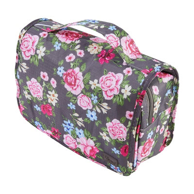 Periea Amelia Hanging Travel Wash Bag For Toiletries & Cosmetics Toiletry OrganiserGrey Floral