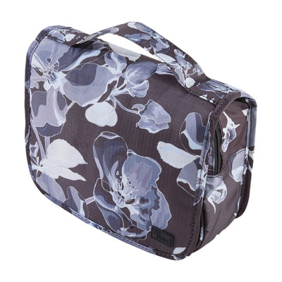 Periea Amelia Hanging Travel Wash Bag For Toiletries & Cosmetics Toiletry Organiser Black Grey Floral