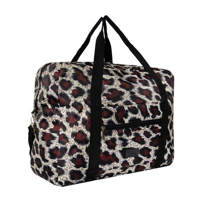 Periea Folding Travel BagGold Leopard Easyjet Cabin BagLightweight Foldable Underseat Holdall For Travel