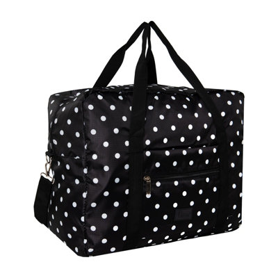 Periea Folding Travel Bag Black & White Polka Dot Easyjet Cabin BagLightweight Foldable Underseat Holdall For Travel