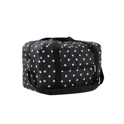 Periea Folding Travel BagBlack & White Polka Dot Ryanair Cabin BagLightweight Foldable Underseat Holdall For Travel