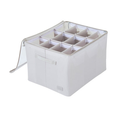 B&Q -  Vera Shoe Storage Boxes Holds 12 Pairs Stackable Clear Lid OrganiserGrey