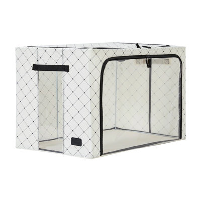 Periea Beau Folding Collapsible Stackable Fabric Home Storage Boxes With Steel FramesBlack DotsJumbo from B&Q