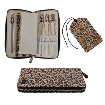 B&Q -  Ruby Compact Travel Jewellery Case With Anti-Tarnish LiningGold Leopard