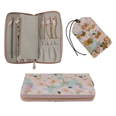 B&Q -  Ruby Compact Travel Jewellery Case With Anti-Tarnish LiningPainted Floral