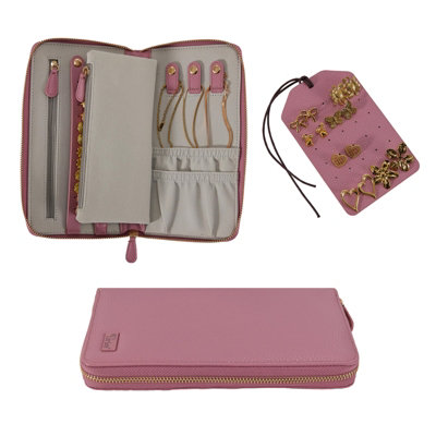 B&Q -  Ruby Compact Travel Jewellery Case With Anti-Tarnish LiningDusky Pink
