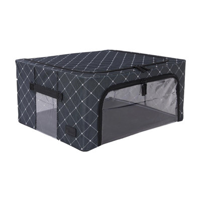 Periea Beau Folding Collapsible Stackable Fabric Home Storage Boxes With Steel FramesBlack DiamondsMedium from B&Q