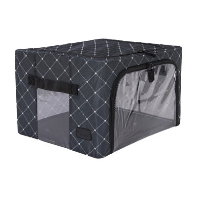 Periea Beau Folding Collapsible Stackable Fabric Home Storage Boxes With Steel FramesBlack DiamondsSmall from B&Q