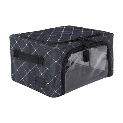 Periea Beau Folding Collapsible Stackable Fabric Home Storage Boxes With Steel FramesBlack DiamondsCompact from B&Q