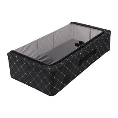 Periea 'casey' Underbed Storage Boxes With LidsFoldableStackableAnd Space-Saving OrganiserBlack DiamondMedium from B&Q