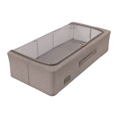 Periea 'casey' Underbed Storage Boxes With LidsFoldableStackableAnd Space-Saving OrganiserGrey Denim EffectMedium from B&Q