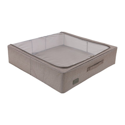 Periea 'casey' Underbed Storage Boxes With LidsFoldableStackableAnd Space-Saving OrganiserGrey Denim EffectLarge from B&Q