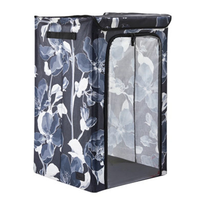 Periea Harper Collapsible Laundry Basket With LidHandles & Front Zip OpeningLarge Foldable Laundry Hamper Black Grey Floral from B&Q