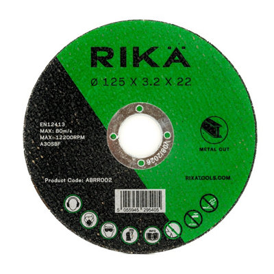 Rikä Rika Metal Cutting Disc 125 mm X 3.2 X 22mm High Performance Premium Abrasive from B&Q