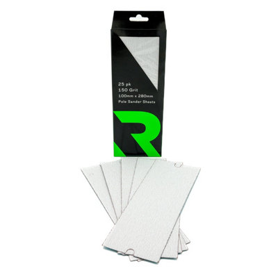 Rikä Rika Pole Sander Sheet 100mm X 280mm 150 Grit 25Pk Use On Drywall Plaster Paint from B&Q