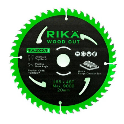 Rikä Rika Plunge Saw Blade 165mm X 48T X 20mm Wood Cut Razor Pro Tct SharpLong Life from B&Q