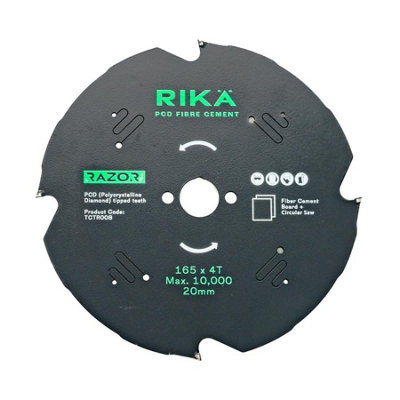 B&Q - Rikä Rika Fibre Cement Saw Blade Pcd Tip 165 X 4T X 20mm Razor Pro Sharp & Long Life