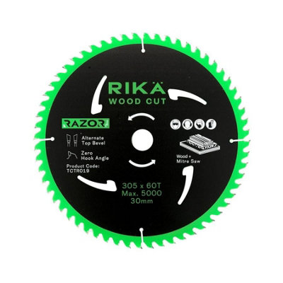Rikä Rika Mitre Saw Blade 305mm X 60T X 30mm Wood Cut Razor Pro Tct Sharp & Long Life from B&Q