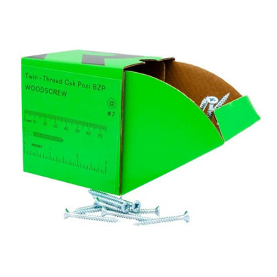 Rikä Rika Woodscrew 7 X 1In Twin-Thread Csk Bzp 200Pk Sharp Point Pozi Wood Screw from B&Q