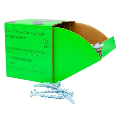 Rikä Rika Woodscrew 10 X 1In Twin-Thread Csk Bzp 200Pk Sharp Point Pozi Wood Screw from B&Q