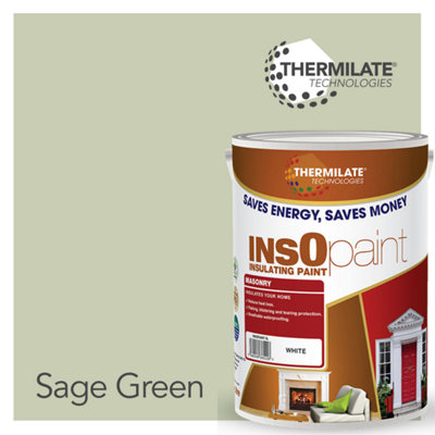 Thermilate Technologies Insopaint Exterior Masonry PaintHeat ReflectingInsulating & Weatherproof Exterior Wall ProtectionSage Green5L from B&Q