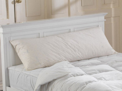 Long Bolster Body PillowDuck Feather FillingCotton CasingPillow With Polycotton Pillowcase (Double4Ft 6"White) from B&Q
