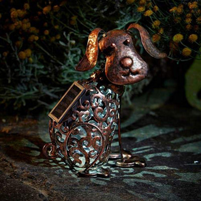 B&Q Marco Paul Solar Led Dog Silhouette Garden Ornament Bronze