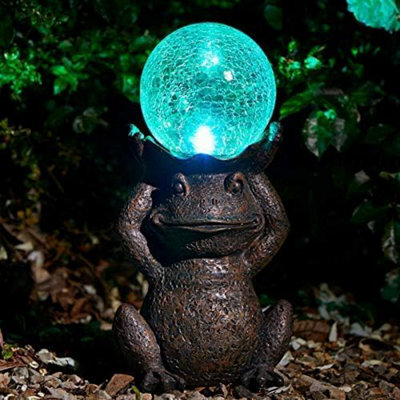 Marco Paul Solar Powered Led Frog Garden Ornament With Crystal Ball from B&Q