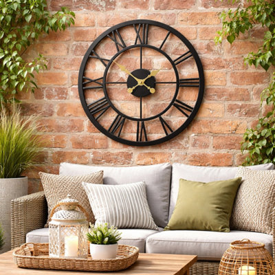 Large 50cm Garden Wall Clock - Battery Operated