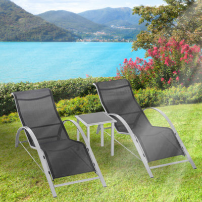 B&q Metal Sun Lounger Chair Colorado Grey Metal Sun Lounger