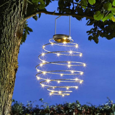 Garden Mile Hanging Led Solar Light Up Spiral Lantern Outdoor Lights Lighting For Wedding Parties Solarpowered Lanterns Firefly from B&Q