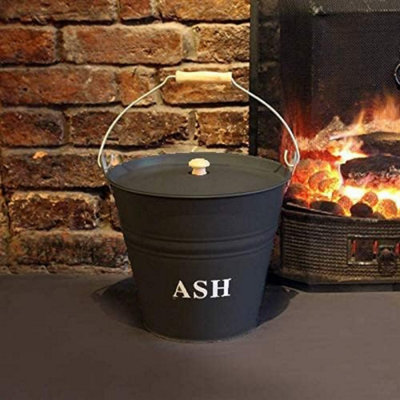 12L Fireside Metal Ash Bucket With Lid from B&Q