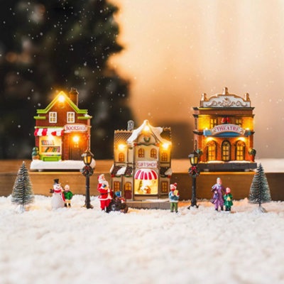  - Marco Paul 3Pc Led Christmas Village Scene Decoration Set