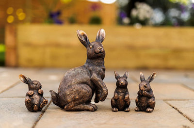  - 4Pc Rabbit Garden Ornament Set Hare Statues