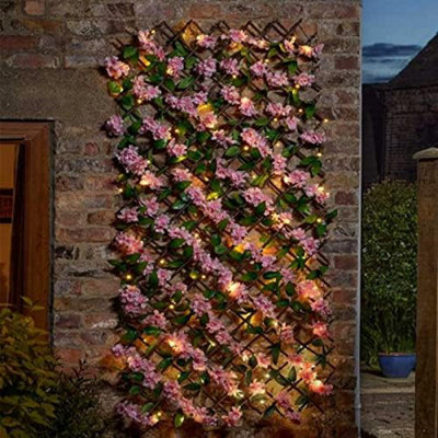 Marco Paul 180 X 60Cm Solar Powered Led Pink Blossom Trellis from B&Q