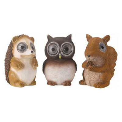 Garden Light Up Woodland Animal Ornamental Solar Powered Lights Set Of 3 Owl Hedgehog & Squirrel from B&Q