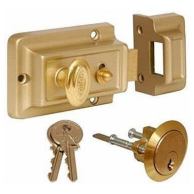 Rim Night Latch Door LockPolished Brass Gate Lock Extra Security from B&Q
