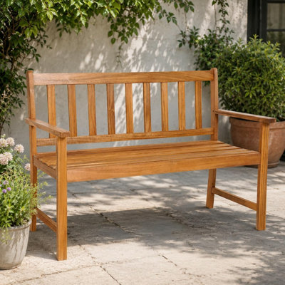  - Traditional Wooden Garden BenchWeather Resistant 2-Seater 1.2M Wooden Garden Furniture