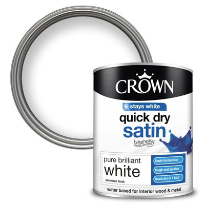 Crown 750Ml Quick Dry Satin Pure Brilliant White from B&Q