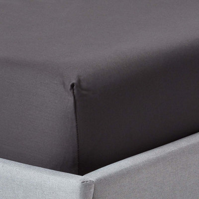 Homescapes Charcoal Egyptian Cotton Deep Fitted Sheet 1000 Tc, Double Dark/Grey