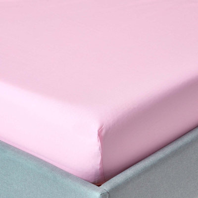B&Q -  Pink Egyptian Cotton Deep Fitted Sheet 200 TcDouble