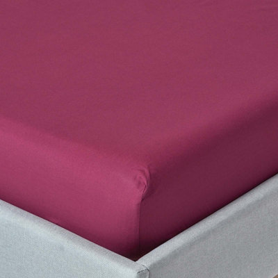 Homescapes Plum Egyptian Cotton Deep Fitted Sheet 200 Tc, Super King