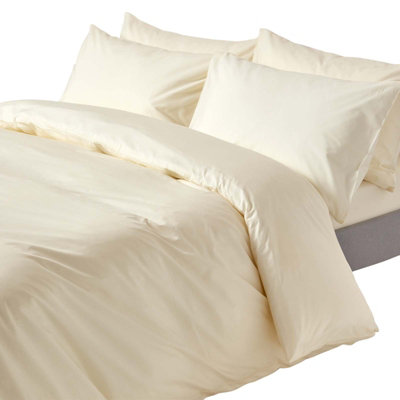 B&Q -  Cream Egyptian Cotton Duvet Cover With Pillowcases 200 TcDouble