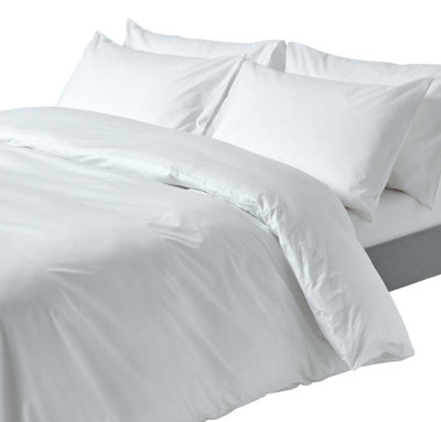 B&Q -  White Egyptian Cotton Duvet Cover With Pillowcases 200 TcDouble